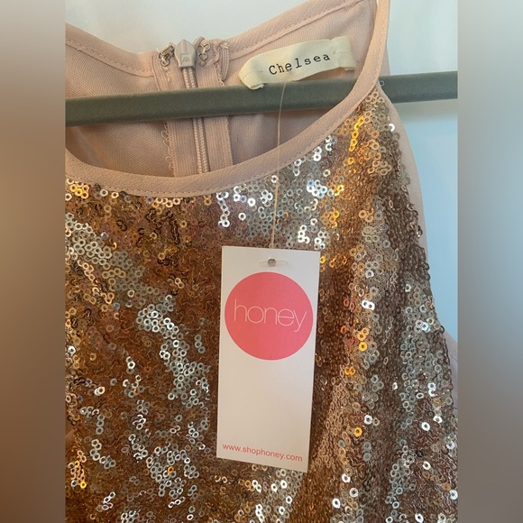 NWT Honey Boutique Sequins Dress With Tulle- Small - Picture 3 of 4